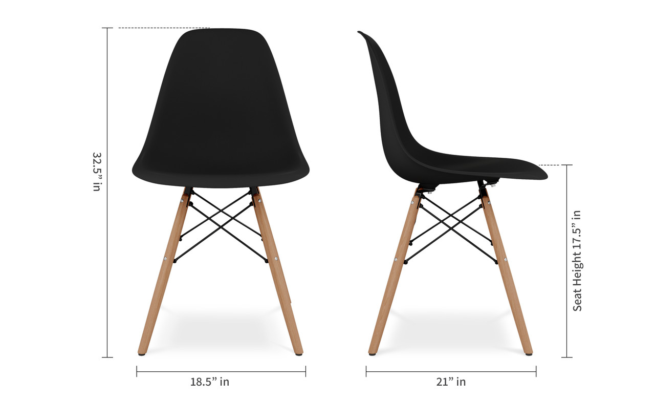 Eiffel Chair With Wood Legs, Black