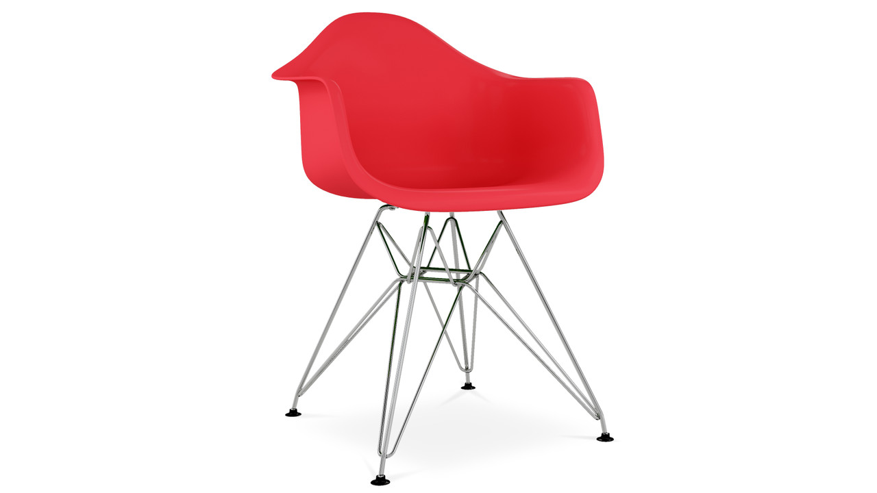 Eiffel Armchair With Steel Legs, Red