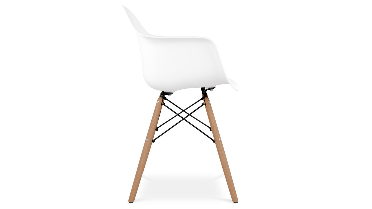 Eiffel Armchair With Wood Legs, White