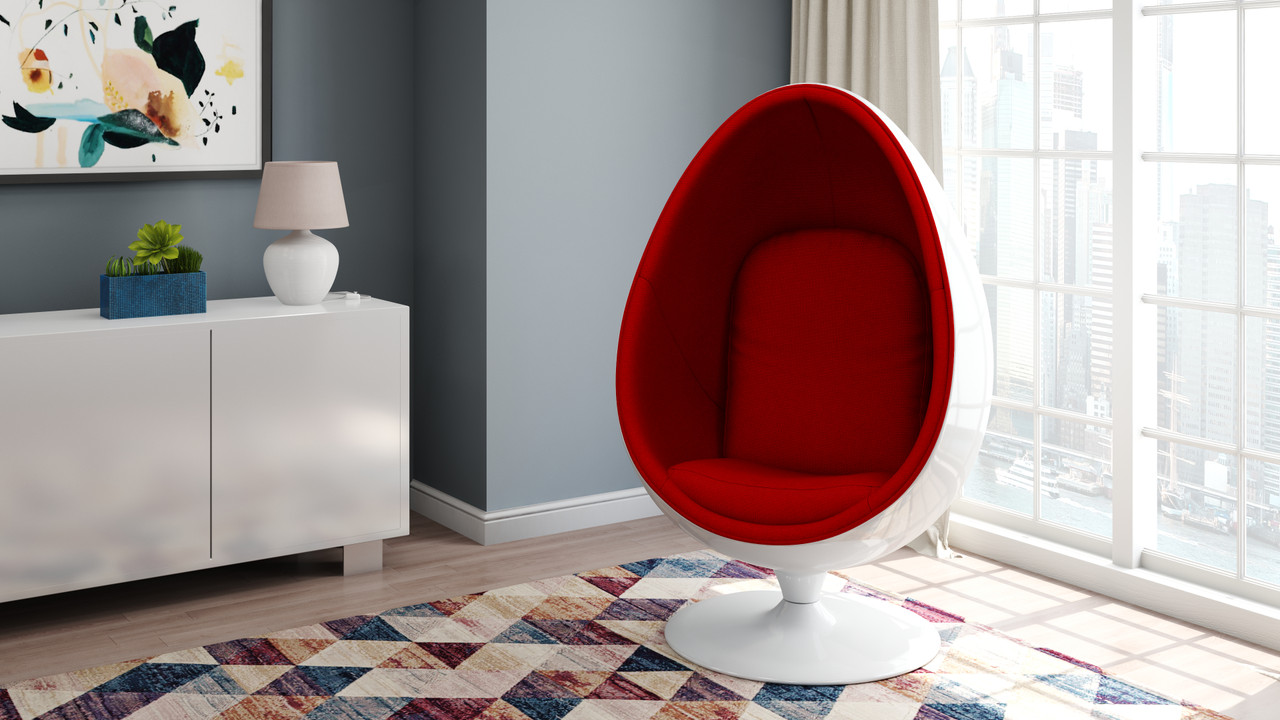 Vintage White Egg Pod Chair Set with Side Table