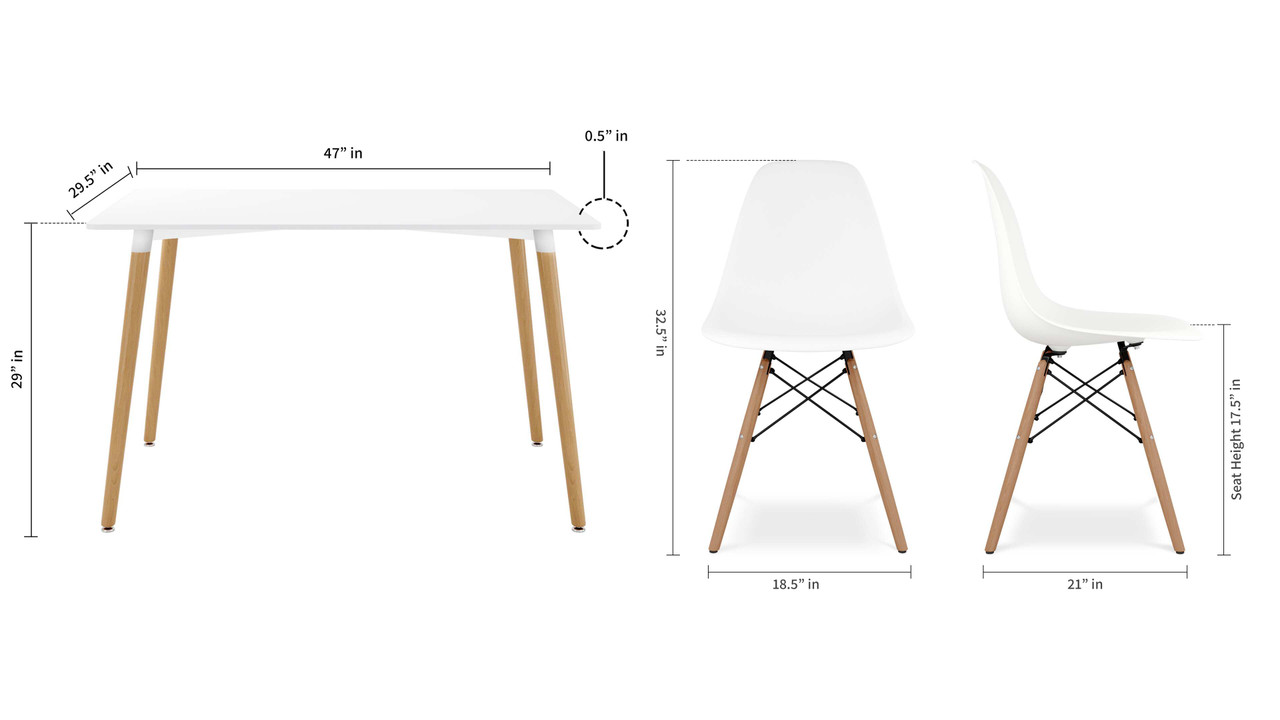 Vincent White Dining Set, Eiffel Chairs