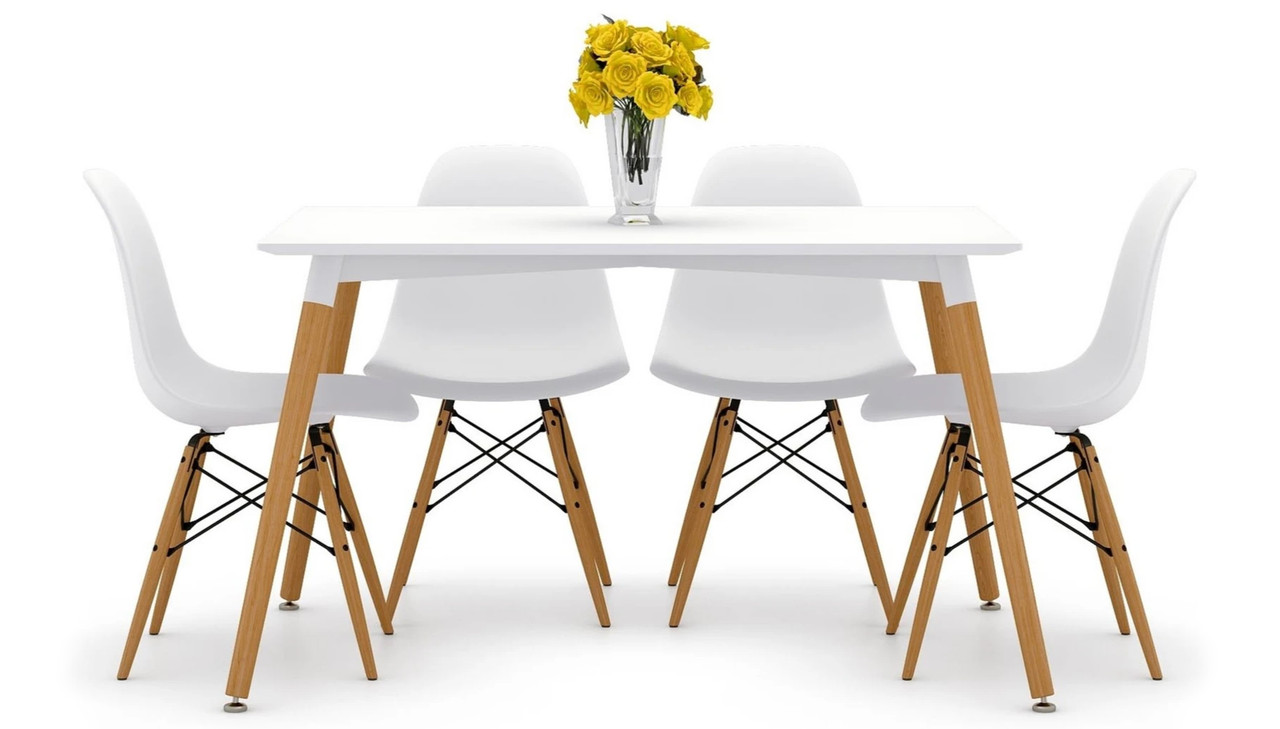 Vincent White Dining Set, Eiffel Chairs