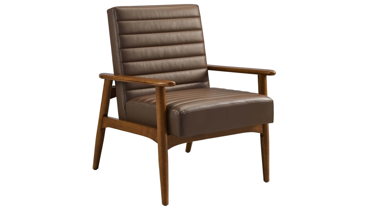 Zain Leather Lounge Chair, Brown