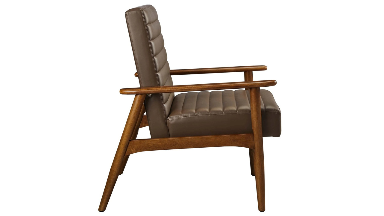 Zain Leather Lounge Chair, Brown