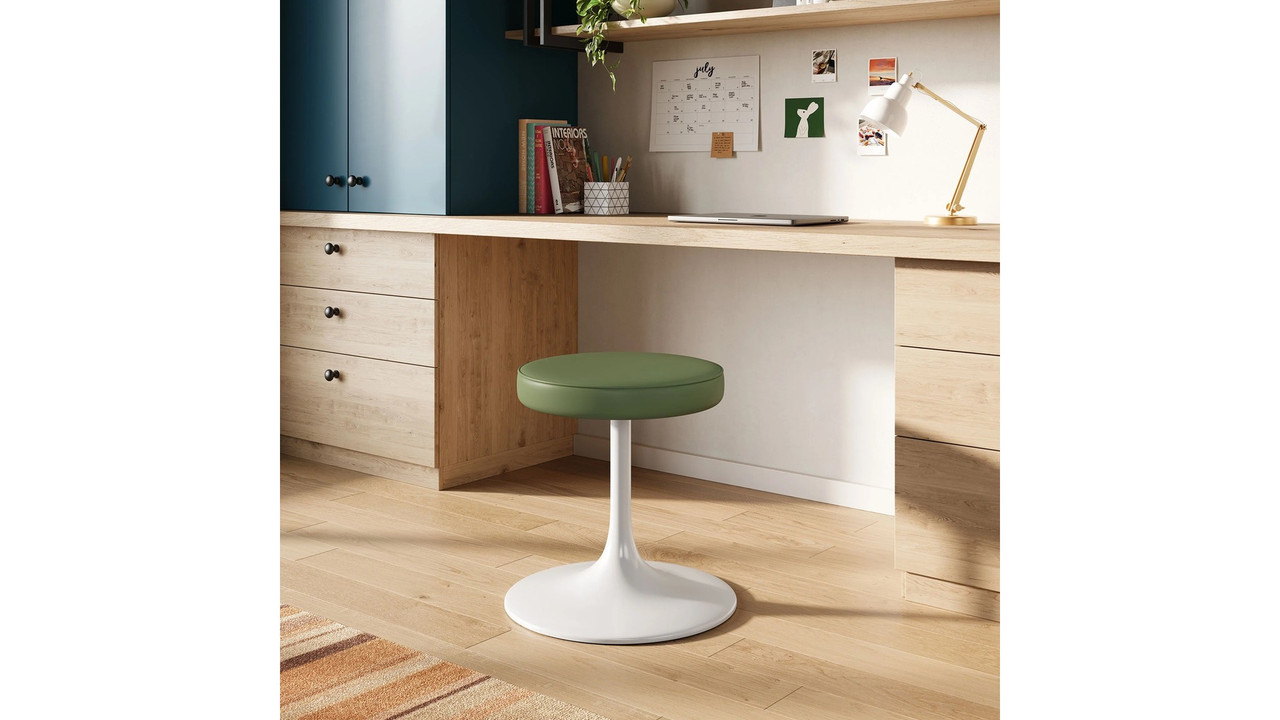 Rose Stool, Green Leather