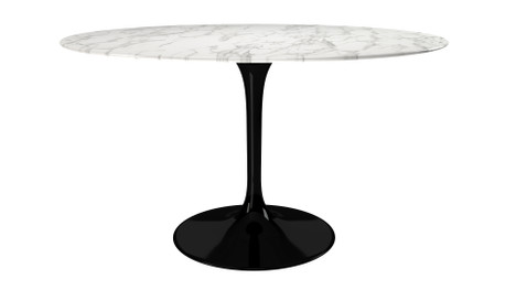 Tulip Marble Dining Table, 54" Round, Black Base