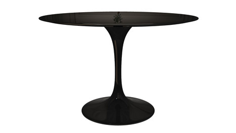 Tulip Fiberglass Dining Table, 48" Round Black