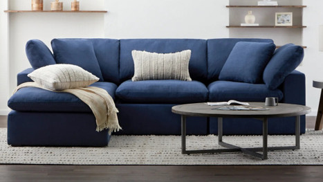 Haven 3 Seater Sectional Sofa With Ottoman, Navy Blue