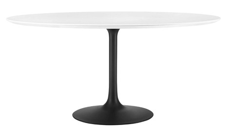 Tulip Wood Top Dining Table, 60" Round Black Base