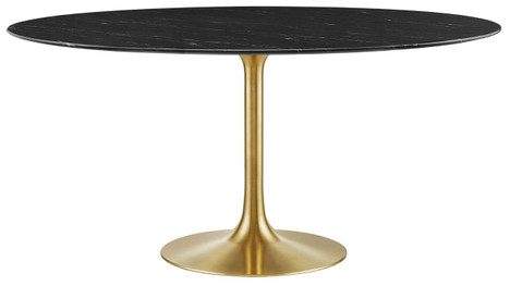 Tulip Marble Dining Table - 60" Round, Black Gold
