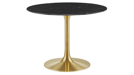 Tulip Marble Dining Table - 40" Round Black Gold