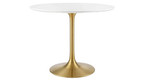 Tulip Wood Top Dining Table, 36" Round Gold Base