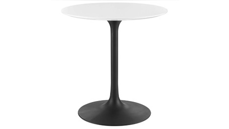 Tulip Wood Top Dining Table, 28" Round Black Base