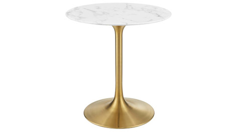 Tulip Marble Dining Table - 28" Round, Gold Base