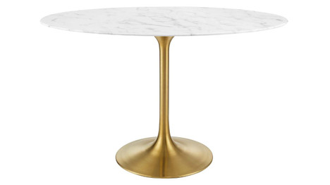 Tulip Marble Dining Table - 48" Oval, Gold Base