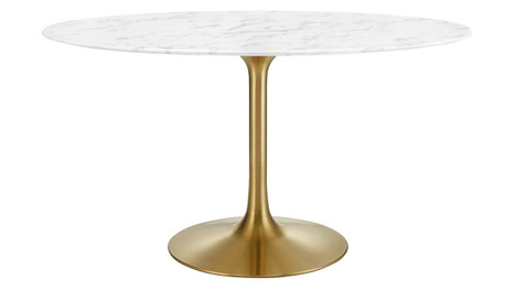 Tulip Marble Dining Table - 54" Oval, Gold Base
