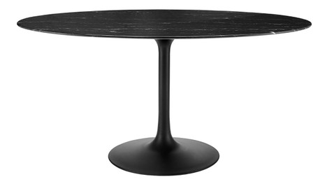 Tulip Marble Dining Table - 60" Oval, Black