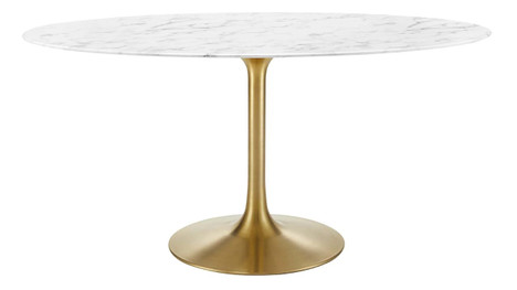 Tulip Marble Dining Table - 60" Oval, Gold Base