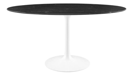 Tulip Marble Dining Table - 60" Oval, White Base