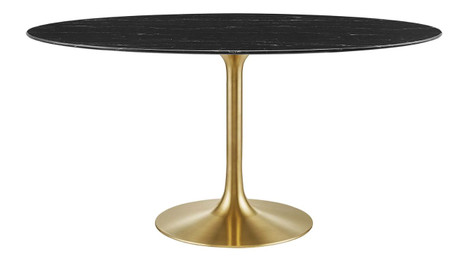 Tulip Marble Dining Table - 60" Oval, Black Gold
