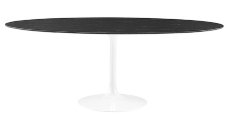 Tulip Marble Dining Table - 78" Oval, White Base