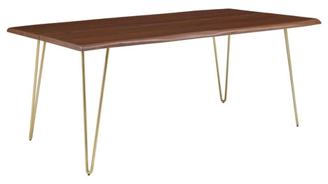 Oakridge Acacia Dining Table - 74", Walnut Gold