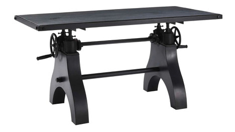 Ironcrest Adjustable Dining Table, 60" Black