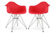 Eiffel Armchair With Steel Legs, Red