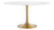 Tulip Wood Top Dining Table, 54" Round Gold Base