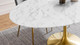 Tulip Marble Dining Table - 78" Oval, Gold Base