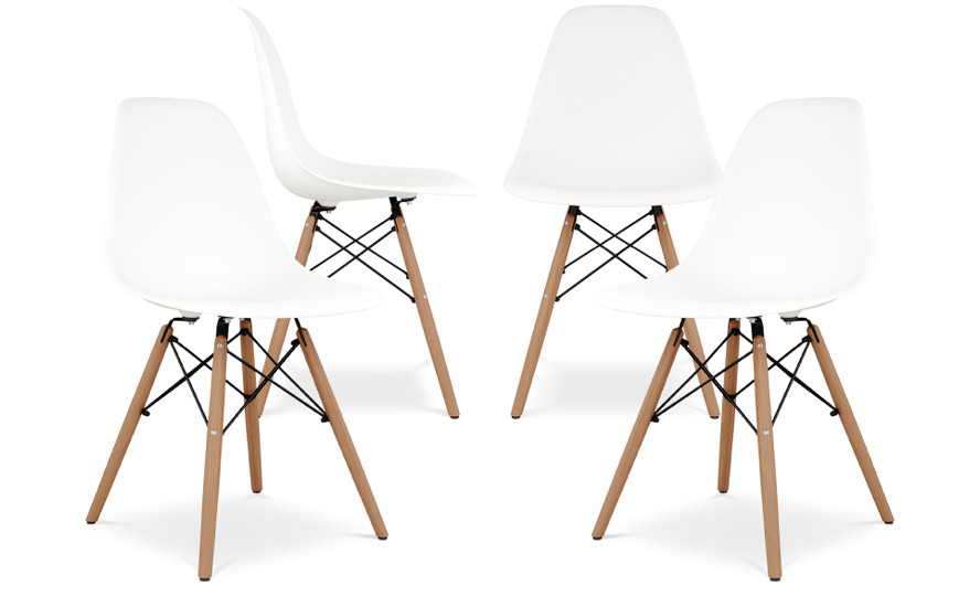 Eiffel Chair With Wood Legs, White