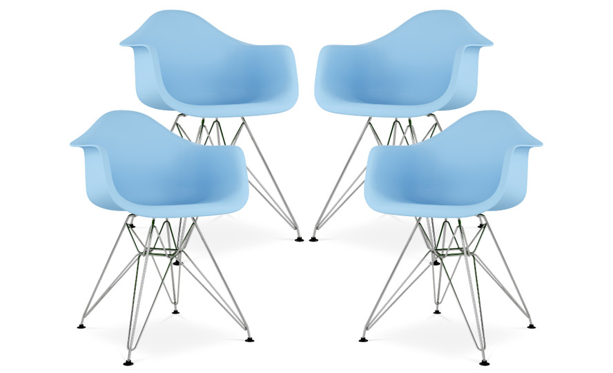 Eiffel Armchair With Steel Legs, Blue