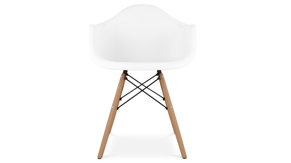 Eiffel Armchair With Wood Legs, White
