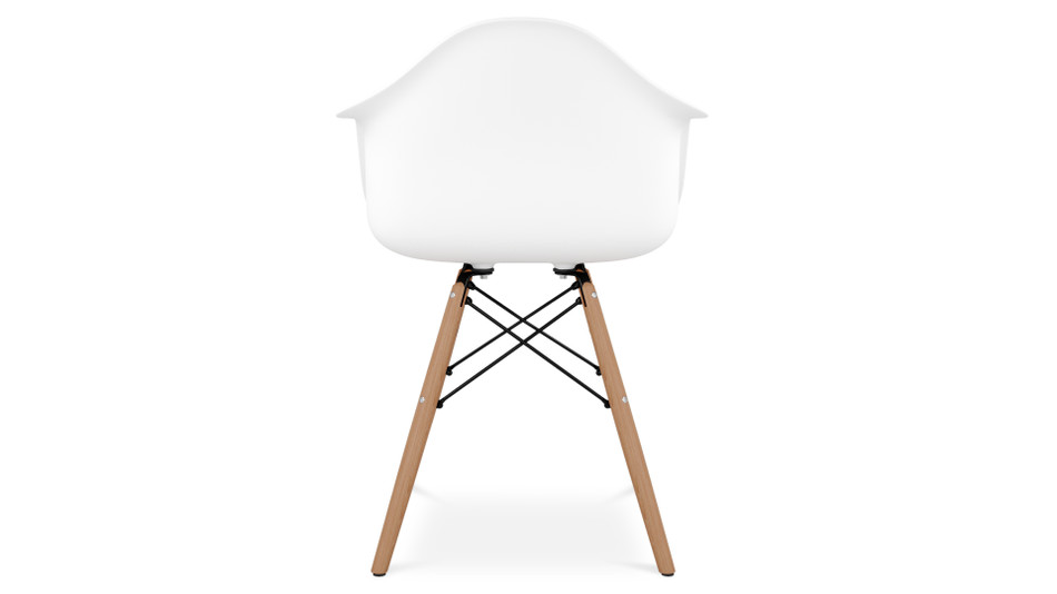 Eiffel Armchair With Wood Legs, White