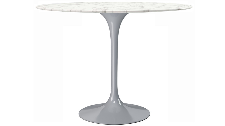 Tulip Marble Dining Table - 40" Round, Gray Base