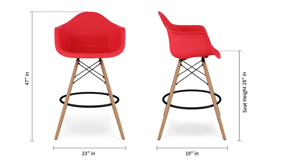 Eiffel Counter Stool With Arms, Red