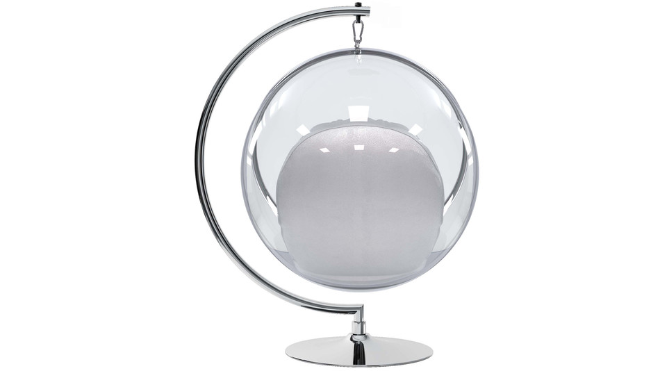 Hanging Bubble Chair With Stand, Silver Cushions