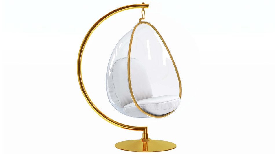 Scoop Hanging Chair With Stand, Gold