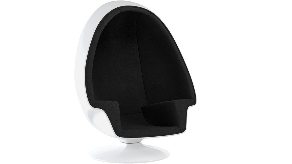 Alpha Egg Chair & Ottoman, Black
