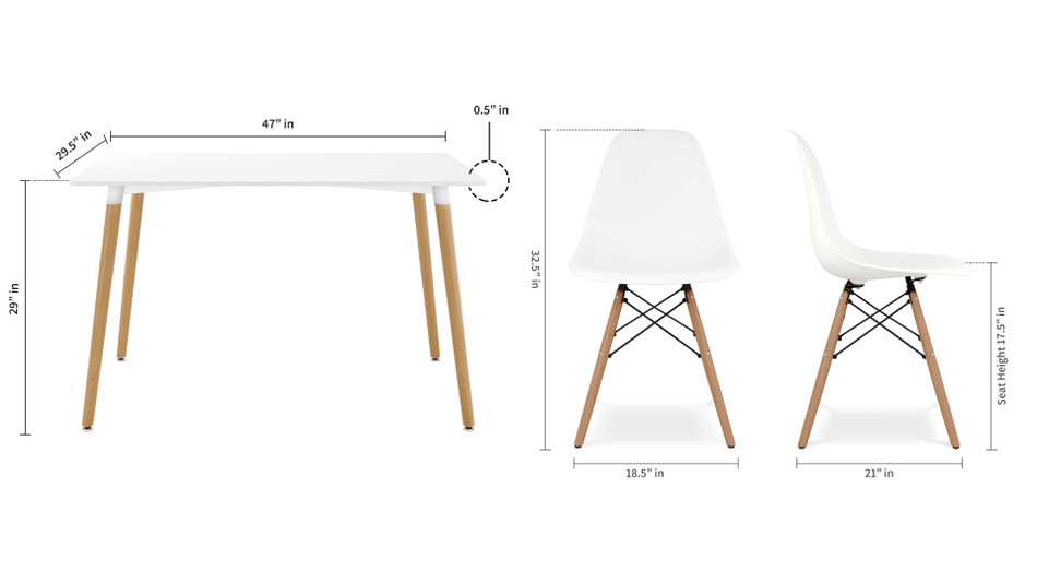 Vincent White Dining Set, Eiffel Chairs