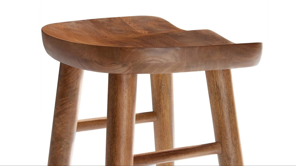 Luca Wooden Bar Stool, Walnut