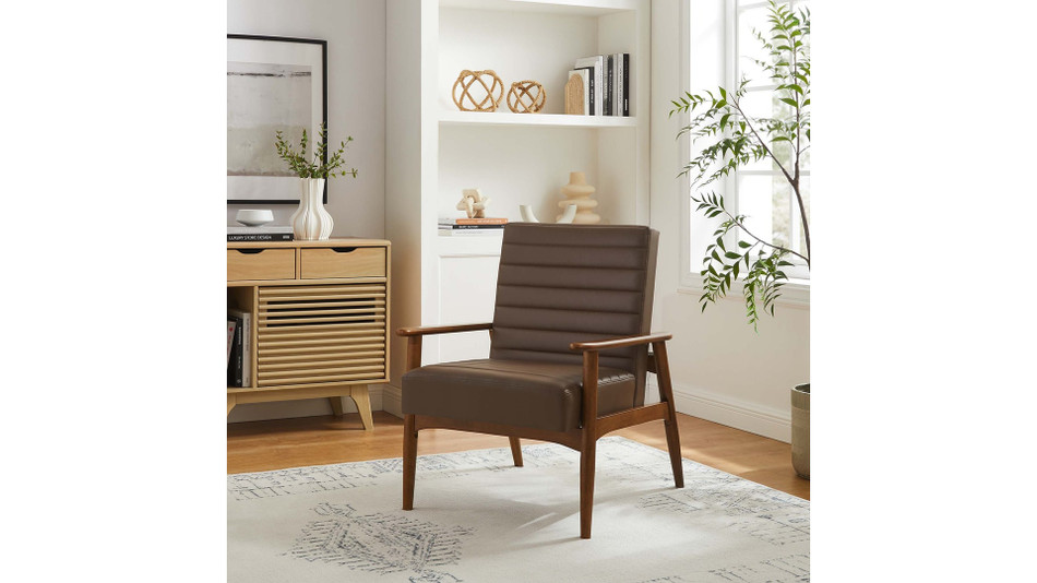 Zain Leather Lounge Chair, Brown