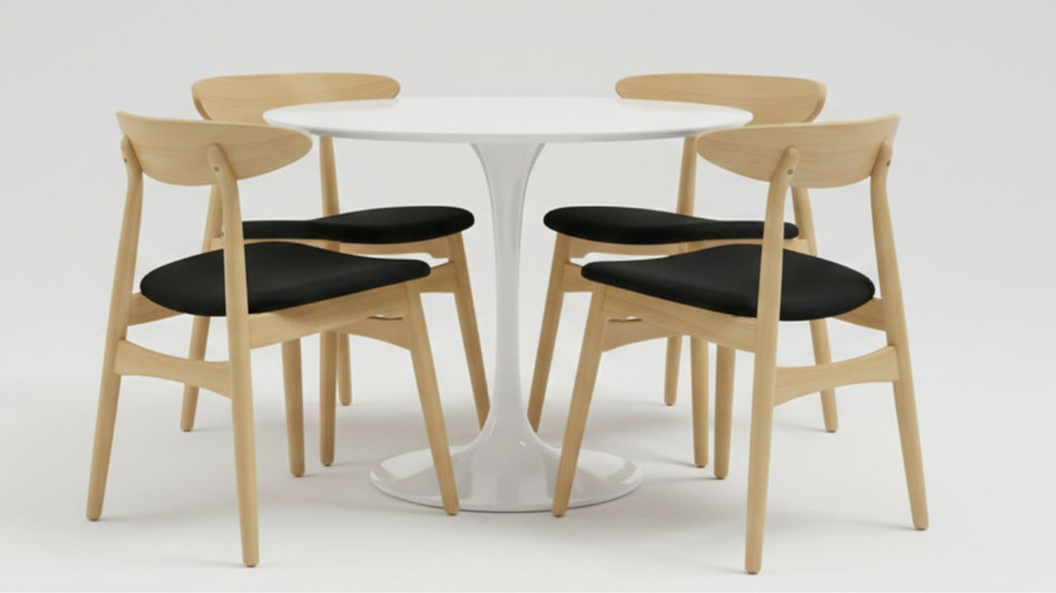 Tulip 36" Fiberglass Dining Table & Lulu Chairs Set