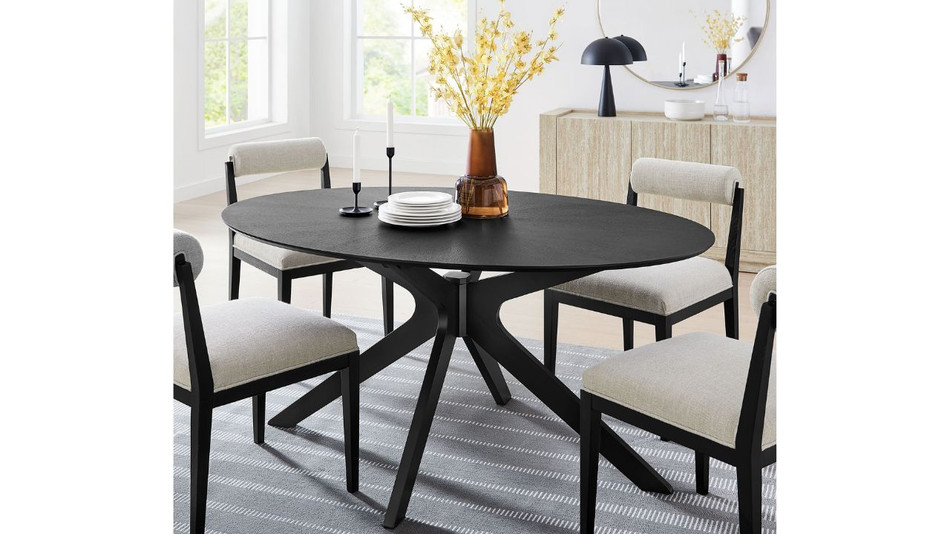 Verona Oval Dining Table, 63" Black