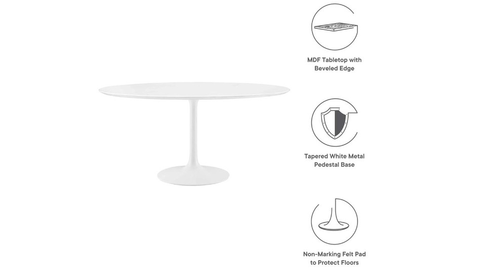 Tulip Wood Top Dining Table, 60" Round