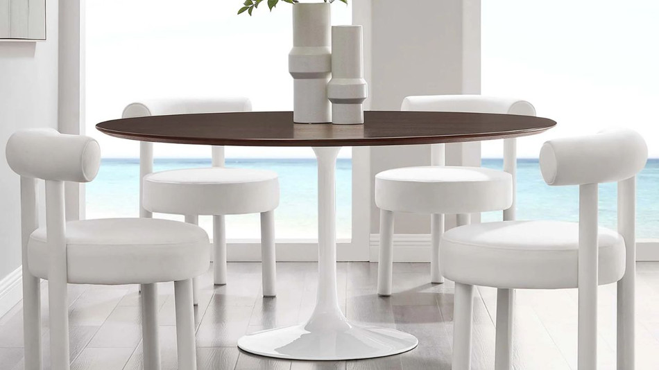 Tulip Wood Top Dining Table, 60" Round Cherry
