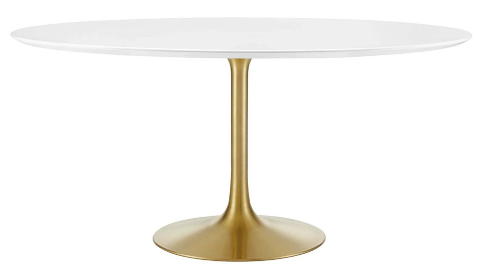 Tulip Wood Top Dining Table, 60" Round Gold Base
