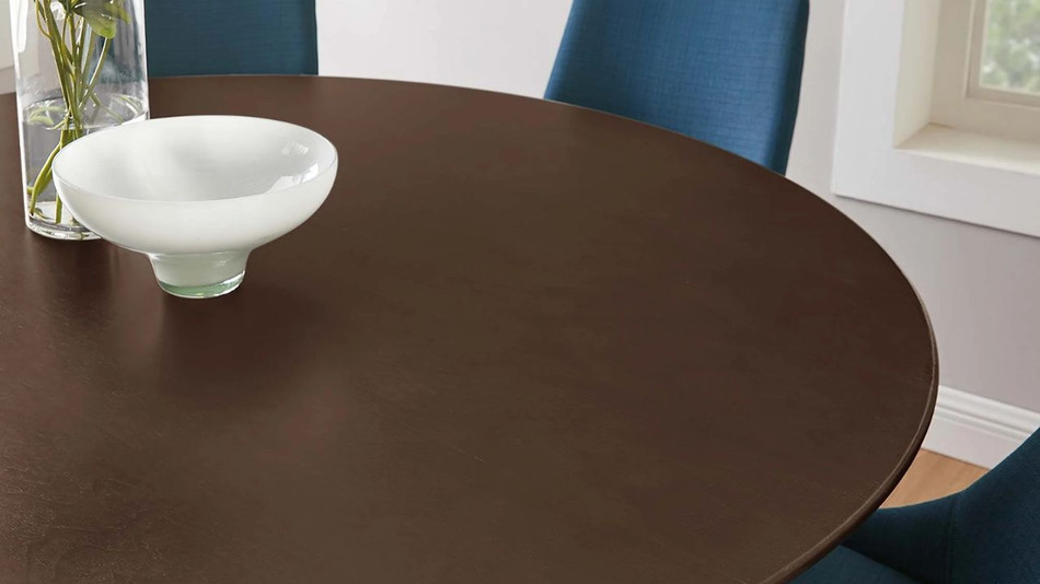 Tulip Wood Top Dining Table, 60" Round Cherry Black