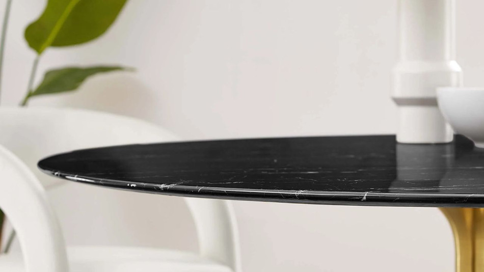 Tulip Marble Dining Table - 54" Round, Black Gold