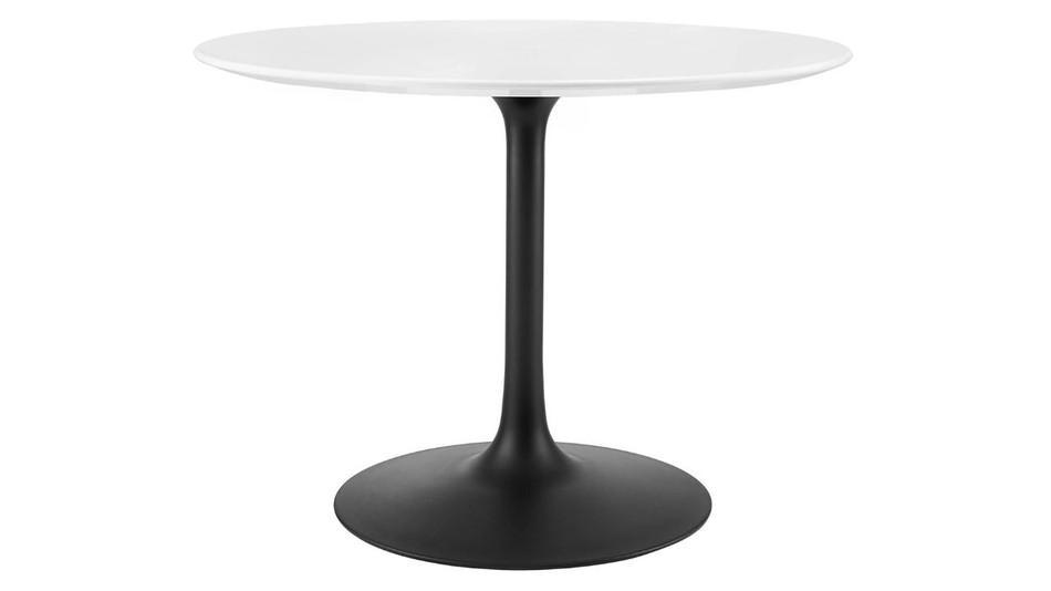 Tulip Wood Top Dining Table, 40" Round Black Base